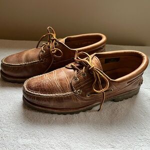 Timberland Brown Leather Boat Shoes with Moccasin Construction